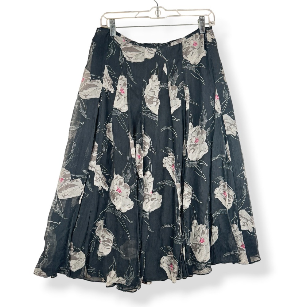 Jones New York Skirt Womens Size 10 P Vintage 90s Floral Silk Flowy Feminine